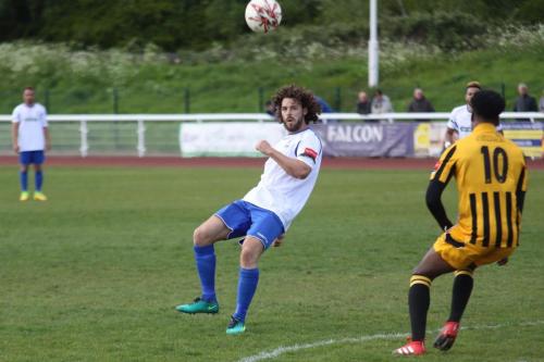Enfields Harry Ottaway chips the ball into the penalty area