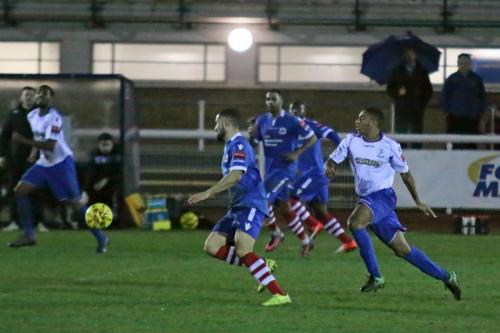 Enfields Jonathan Muleba (R) and Needhams Luke Ingram