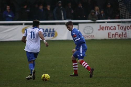Enfields Tyler Campbell (L) and Needhams Jake Dye