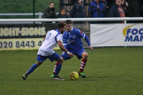 Enfields Tyler Campbell (L) and Needhams Jake Dye609