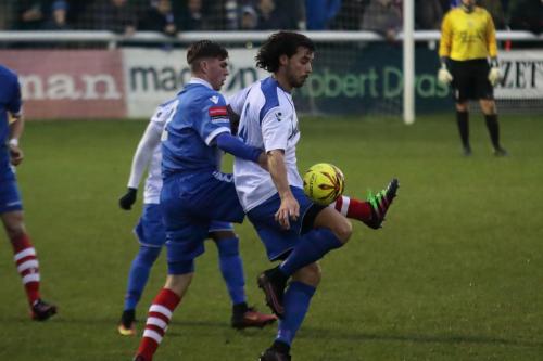 Needhams Jake Dye (L) and Enfields Harry Ottaway