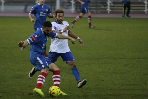 Needhams Luke Ingram (L) and Enfields Tyler Campbell