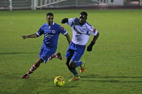 Needhams Reece Dobson (L) and Enfields Percy Kiangebeni