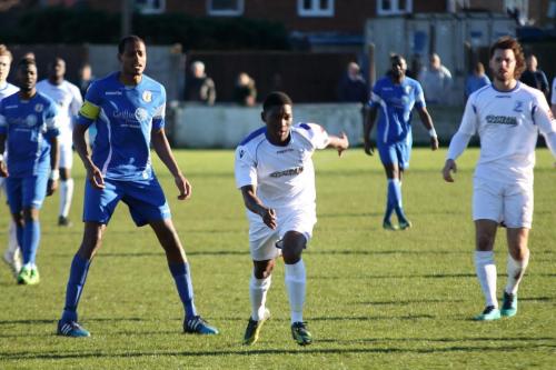 Grays Nathan Campbell and Enfields Trey Williams and Harry Ottaway (R)