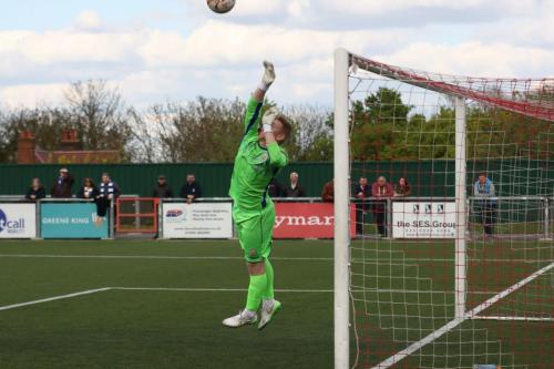 A shot from Enfields Samir Bihmoutine rebounds into play  Im not sure whether it was from David Hughess gloves or the goal frame