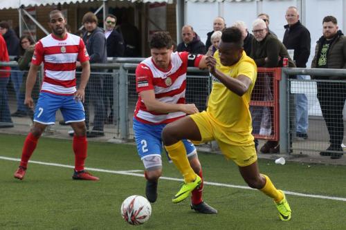 Enfields Karl Oliyide and Harlows Jared Small (L) and Craig Pope763