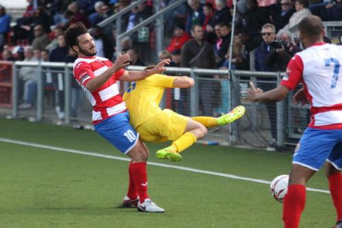 Harlows Mario Noto (L) and Enfields Billy Crook