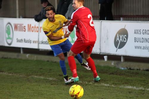 Enfields Tyler Campbell (L) and Harrows Josh Webb