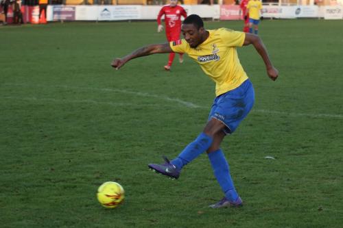 Ricky Gabriel crosses for the third Enfield goal