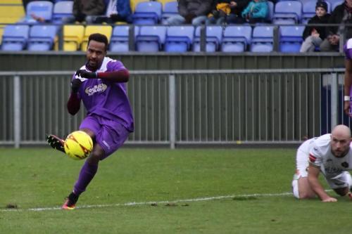 Bobby Devyne curls a shot narrowly off target