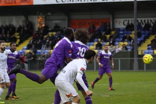 Enfields Harry Ottaway (10) and Harold Joseph challenge Havants Andreas Robinson