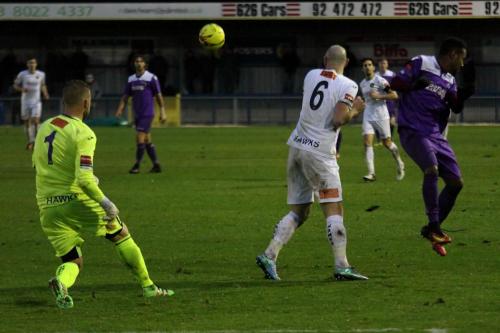 Havant keeper Ryan Young clears his lines