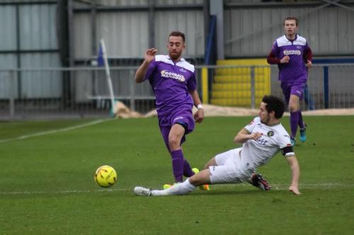 Havants Brian Stock tackles Scott Shulton