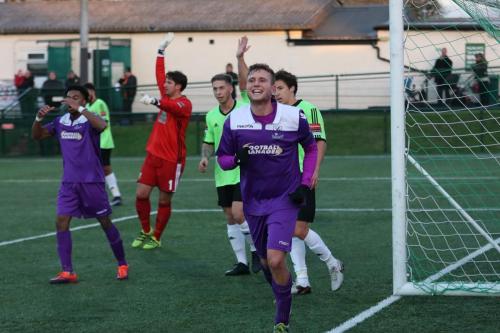 Dernell Wynter (L) and Billy Crook realise that Crooks goal has been disallowed