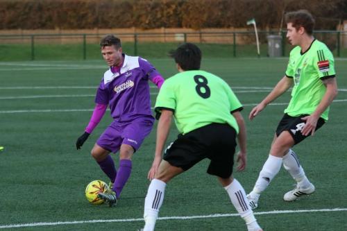 Enfields Billy Crook and Hendons Spencer McCall (8) and Bradley Hewitt