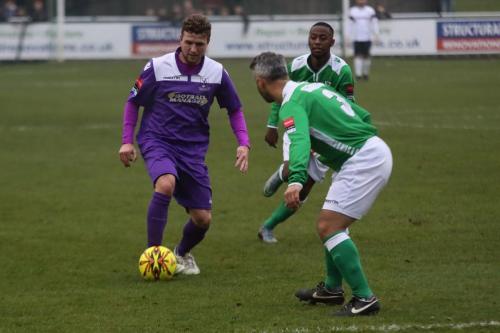 Enfields Billy Crook (L) and Leatherheads Danny Murphy