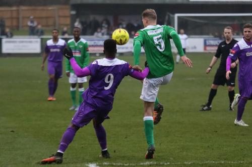 Enfields Bobby Devyne (L) and Leatherheads Chria Parr