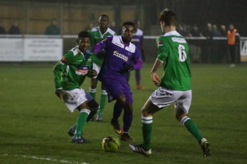 Enfields Bobby Devyne and Leatherheads Mo Sagaf (L) and Rian Bray