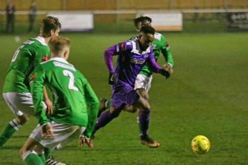 Enfields Bobby Devyne and Leatherheads Rian Bray (6), Adam Cash (2) and Kadell Daniel