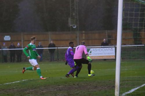 Leatherhead keeper Louie Wells forces Bobby Devyne wide