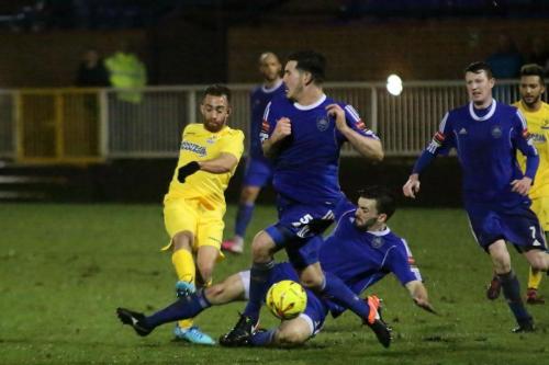 Scott Shultons shot is blocked by Mets Olli Robinson (5)