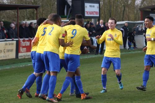 Enfield celebrate their second goal