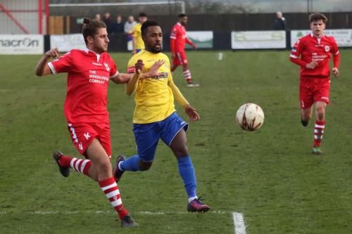 Enfields Bobby Devyne (yellow) and Needhams Will Crisell