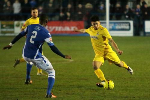 Angels James Folkes (L) and Enfields Samir Bihmoutine