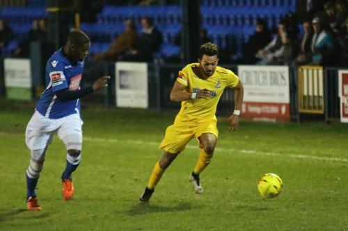Angels James Folkes (L) and Enfields Tyler Campbell