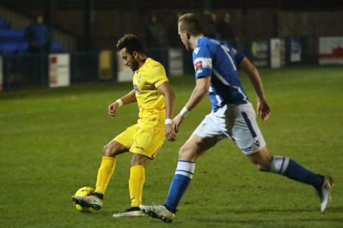 Enfields Tyler Campbell (L) and Angels Tom Phipp