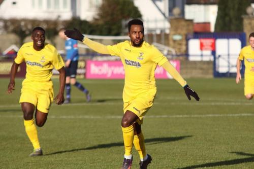 Enfields Bobby Devyne celebrates his goal