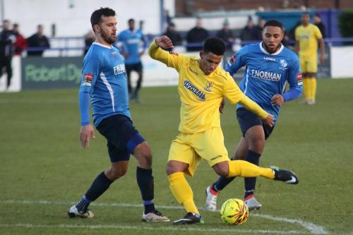 Enfields Nathan Livings and Wingates Ahmety Rifat (L) and Luke Ifil