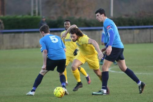 Harry Ottaway breaks between Sean Cronin (5) and Claudiu Vilcu to start the run that finished with Enfields fifth goal and his second