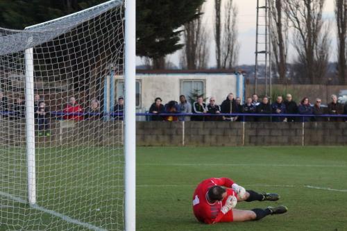 Winagtes Shane Gore is beaten by Billy Crooks penalty kick