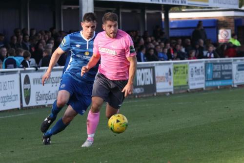 Enfields John Kyriacou (R) and Billericays Danny Waldren