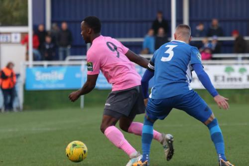 Enfields Ryan Blake (L) and Billericays Paul Konchesky