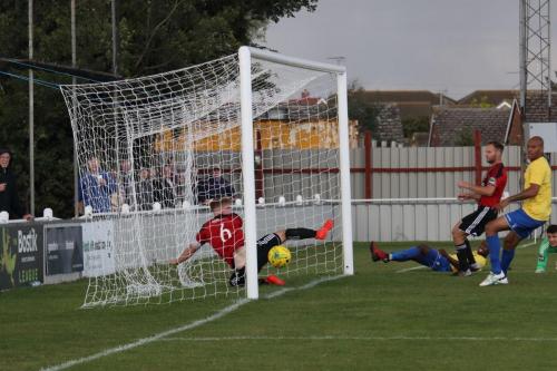 Brigthtlingseas Matt Cripps blocks Ryan Blakes shot on the goal line17