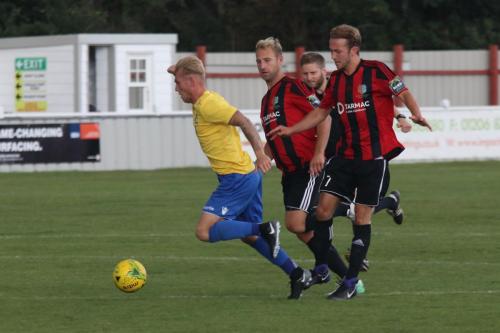 Enfields Ryan Blackman and Brightlingseas Josh Gould and Robbie Rees (R)