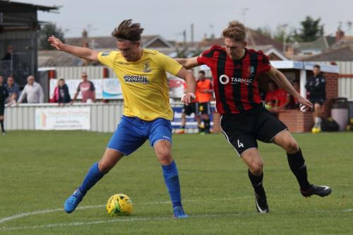 Enfields Sam Youngs (L) ans Brightlingseas Connor Witherspoon