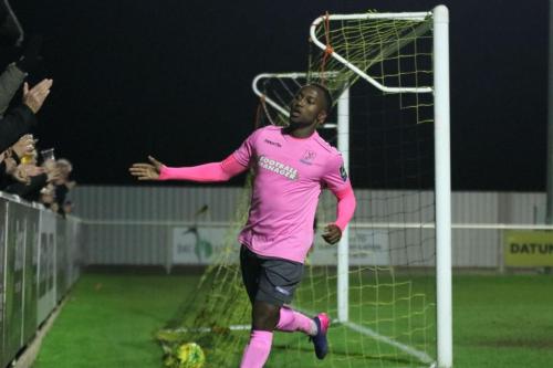 Ryan Blake celebrates his second goal