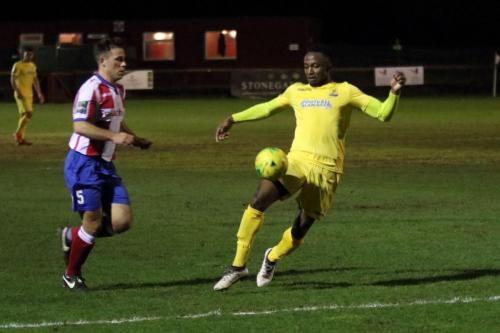 Dorkings David Ray (L) and Enfields Ryan Blake