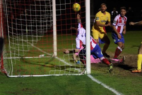 Dorkings Jerry OSullivan cant stop Junior Mubiayis shot making it 2-215