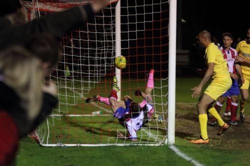 Dorkings Jerry OSullivan cant stop Junior Mubiayis shot making it 2-217