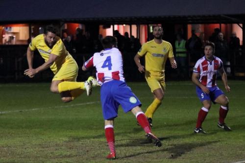 Enfields Adam Martin (L) and Mat Mitchel-King and Dorkings Dean Hamlin and David Ray (R)