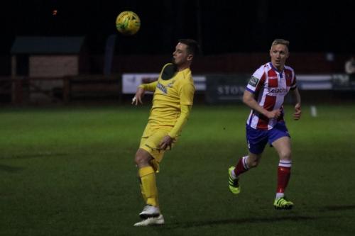 Enfields Liam Hope (L) and Dorkings Chris Boulter