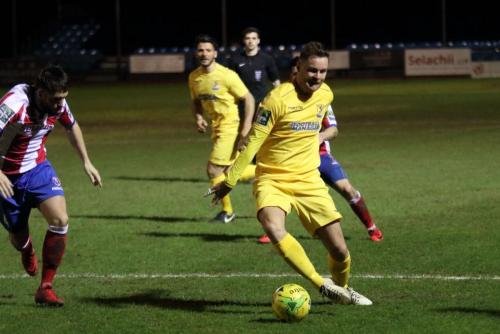 Enfields Liam Hope (R) and Dorkings Dean Hamlin