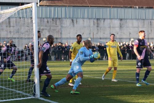Dulwich keeper Preston Edwards looks to launch a counter-attack