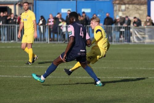 Dulwichs Michael Onuvwigun (4) and Enfields Ryan Blackman