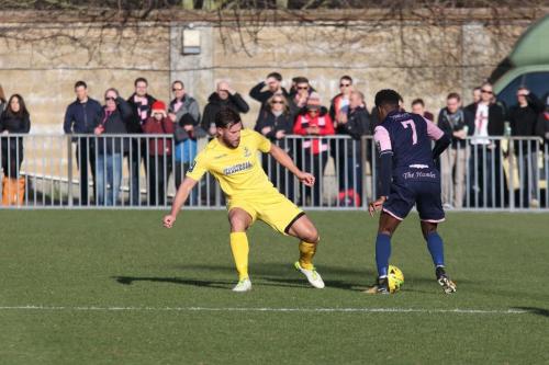 Enfields Adam Martin (L) and Dulwichs Nyren Clunis