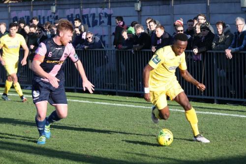 Enfields Ryan Blake (R) and Dulwichs Mark Weatherstone21